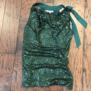 Women’s Sequined Green Side Tie w/Draped Neck